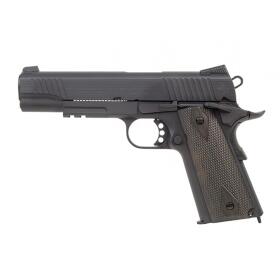 SET !!! Softair - Pistol - KWC - Colt 1911 Rail Gun blackmatt CO2 GBB - from 18, over 0.5 joules