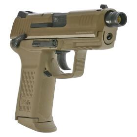 SET !!! Softair - Pistol - HECKLER & KOCH HK45 CT 6 mm GBB - FDE - from 18, over 0.5 joules