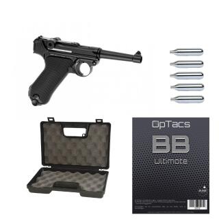 SET !!! Softair - Pistole - KWC - P08 Full Metal Co2 GBB - ab 18, über 0,5 Joule