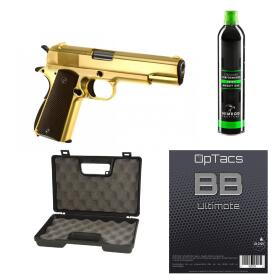 SET !!! Softair - Pistol - WE - M1911 Full Metal GBB gold...