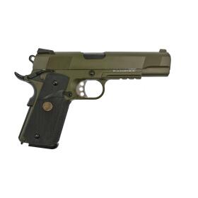 SET !!! Softair - Pistol - WE - M1911 MEU Tactical Full Metal GBB OD - from 18, over 0.5 joules