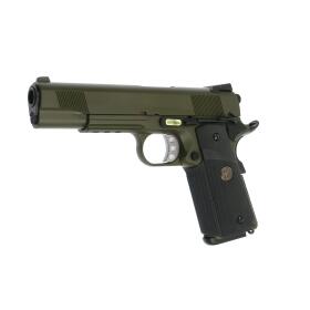 SET !!! Softair - Pistol - WE - M1911 MEU Tactical Full Metal GBB OD - from 18, over 0.5 joules