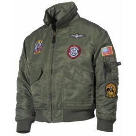 US children pilot jacket, CWU,olive, with pilot badge