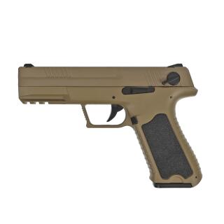 Softair - Pistol - Cyma CM127 AEP-TAN with LiPo and case - from 14, under 0.5 Joule