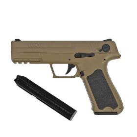 Softair - Pistol - Cyma CM127 AEP-TAN with LiPo and case - from 14, under 0.5 Joule